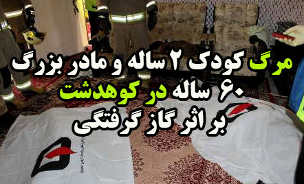 مرگ کودک 2 ساله و مادر بزرگ 60 ساله در کوهدشت بر اثر گاز گرفتگی