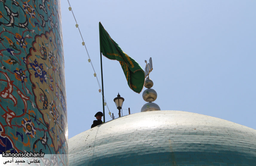 تصاویر رونمایی از پرچم گنبد امامزاده محمد(ع) کوهدشت