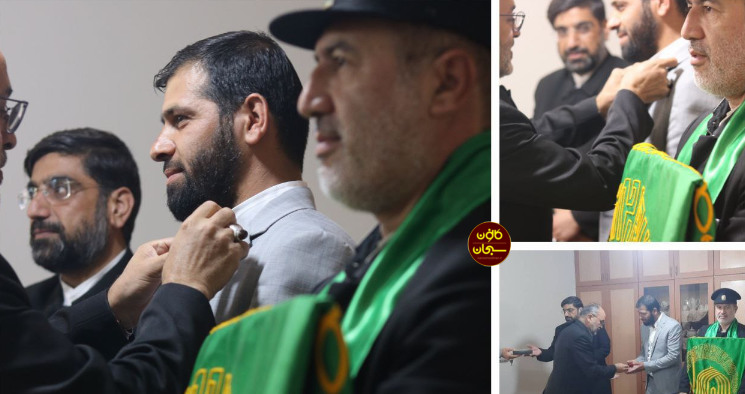 اعطای نشان خادم افتخاری حرم امام رضا(ع)به مسئول قرارگاه جهادی بهشت امام رضا(ع)کوهدشت